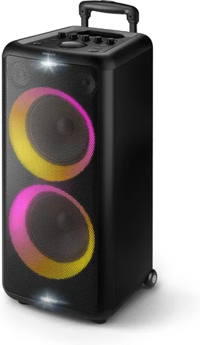 Vista 9 de PHILIPS X3206 Altavoz Bluetooth Party con graves profundos, batería de hasta 14 horas, luces de fiesta y efectos de karaoke, entrada de micrófono