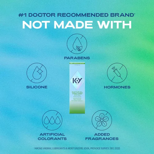 Vista 2 de K-Y Sensación natural con aloe, lubricante a base de agua para sexo, juguete sexual y lubricante anal, lubricante personal no pegajoso, apto