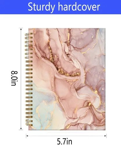 Vista 3 de Cuaderno de espiral con tapa dura A5 para mujeres y niñas, de 6 x 8.3 pulgadas, 120 páginas de papel grueso, bonito cuaderno de escritura con rayas