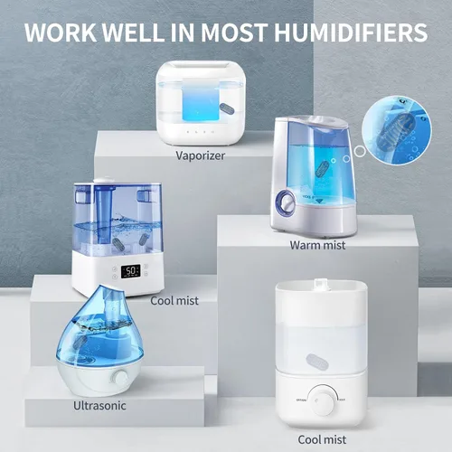 Vista 3 de Paquete de 12 cartuchos de desmineralización para humidificador compatible con HoMedics Total-Comfort, tabletas de desmineralización y filtro