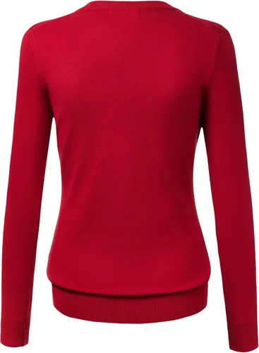 Vista 2 de Made by Johnny Women's Long Sleeve Button Down Classic Crew Neck V-Neck Knit Cardigan Sweater