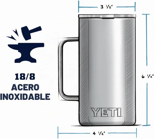 Vista 4 de YETI Rambler - Taza de acero inoxidable aislada al vacío con tapa MagSlider, 24 onzas