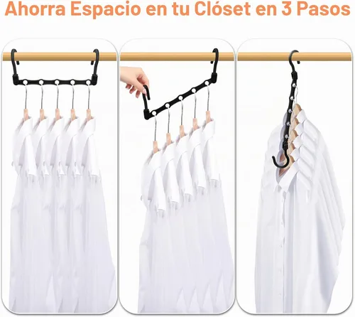 Vista 8 de Organizadores y almacenamiento de armario, perchas mágicas que ahorran espacio para 60 prendas pesadas, esenciales para dormitorio universitario