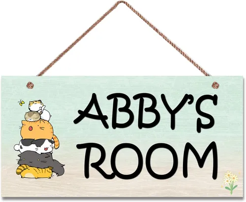 Vista 7 de Letreros personalizados de animales de dibujos animados para la cueva de hombrecito, letrero de gatos lindos, letrero personalizado para habitación
