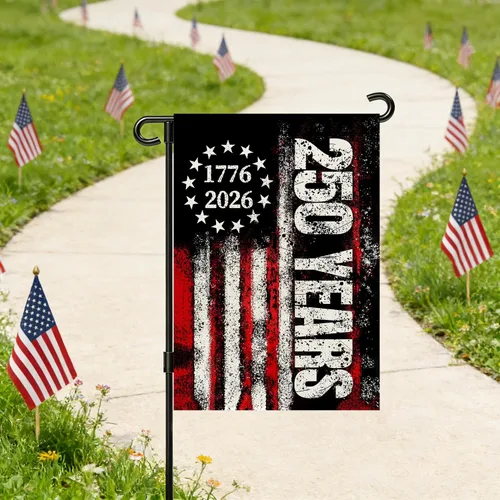 Vista 8 de Banderas de jardín con el 250 aniversario de Estados Unidos para exteriores, bandera de Estados Unidos del 250 aniversario con rayas de estrellas