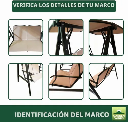 Vista 6 de Garden Winds Durable 350 Reemplazo Canopy Top Compatible con Dos Personas Sling Swing Modelo SW-RK939 - Beige