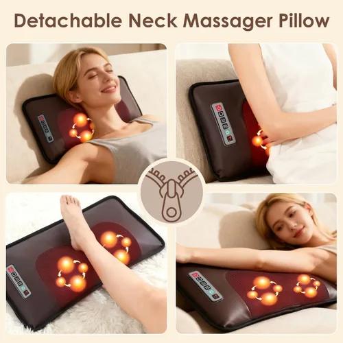 Vista 6 de KOCASO Alfombrilla de masaje de cuerpo completo de piel sintética, almohadilla multifuncional para silla de masaje con temporizador de calor