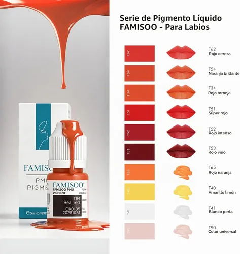 Vista 4 de Pigmento PMU para Labios 0.169 fl.oz/5ml Tinta de Tatuaje Profesional para Color de Labios de Larga Duración Tinta de Microblading Maquillaje