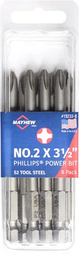 Vista 14 de Mayhew Tools 19213-10 USA Phillips Power Bit, n.º 1 x 2 pulgadas, paquete de 10