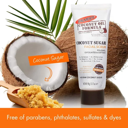 Vista 6 de Palmer's Exfoliante facial de azúcar de coco, fórmula de aceite de coco, 3.17 onzas (paquete de 3)