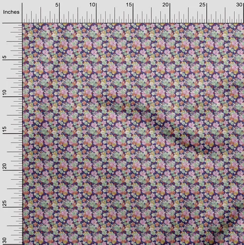 Vista 2 de oneOone Tela de algodón flexible de color morado oscuro con flores de tela para manualidades, 39.8 in de ancho, VDW