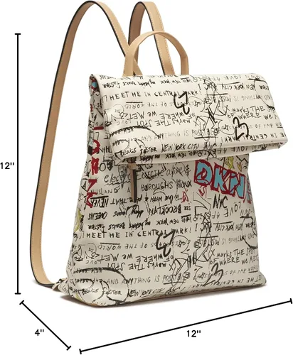 Vista 4 de DKNY Mochila de moda multiusos para mujer, Graffiti blanco icónico Tilly