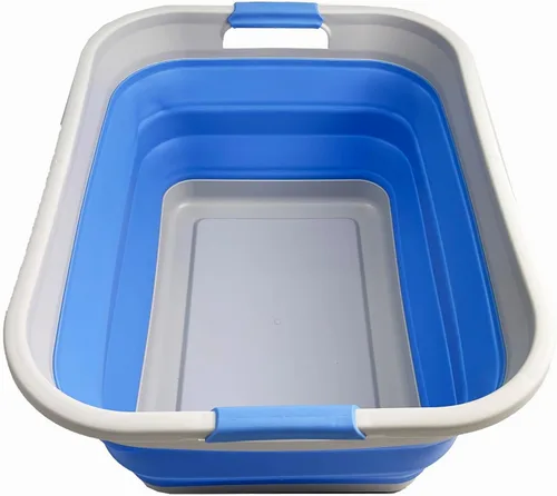 Vista 12 de SAMMART Cesta de lavandería de plástico plegable de 41L (10.8 galones) - Contenedor/organizador de almacenamiento plegable emergente - Tina