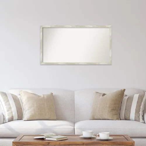 Vista 4 de Amanti Art Silver Bathroom Mirror for Over Sink, 22x40 Custom Made Crackled Metallic Narrow Rectangle Vanity Mirror, Large Casual Wood Frame, Hangs