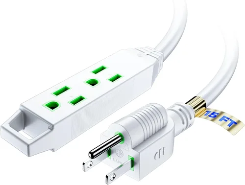 Vista 19 de Cable de extensión de 2 pies, cable de extensión con múltiples tomas, calibre 16 (azul) con certificación ETL