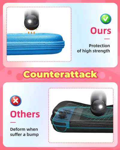 Vista 5 de Xinocy Carrying Case for Nintendo SwitchSwitch OLED Travel Carry Cases for Teen Kids Boys Girls Cute Kawaii Girly Cartoon Portable Hard Shell Covers