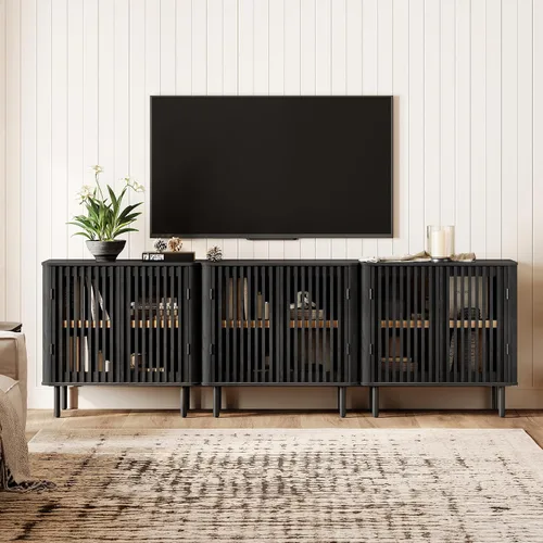 Vista 16 de WAMPAT 31.5" W Mid Century Modern TV Stand for Living Room, Bedroom, Black