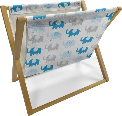 Vista 7 de Ambesonne Soporte para revistas y libros de damasco, diseño tradicional italiano europeo de desplazamiento repetido, en tono amarillo dorado