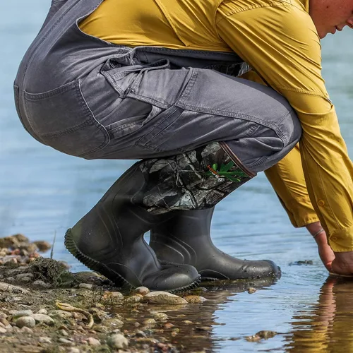 Vista 5 de HISEA Botas de lluvia para hombre, impermeables, duraderas, con aislamiento de goma de neopreno de 0.197 pulgadas, botas al aire libre para barro