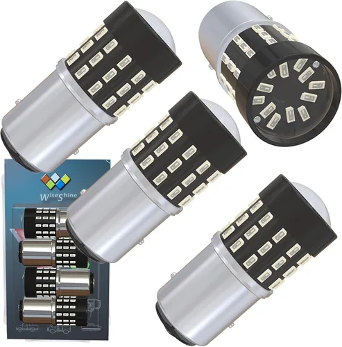 Vista 19 de BAU15S PY21W 1156PY 7507 7510 9507 Bombillas LED súper brillantes color amarillo ámbar de 54 SMD 3014 12V-24V para indicadores de posición, luz