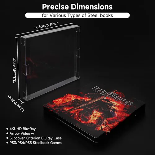 Vista 2 de Paquete de 15 fundas protectoras Steelbook - Fundas protectoras transparentes para 4K UHD, Blu-Ray, fundas de video de flecha, Criterion, PS3, PS4