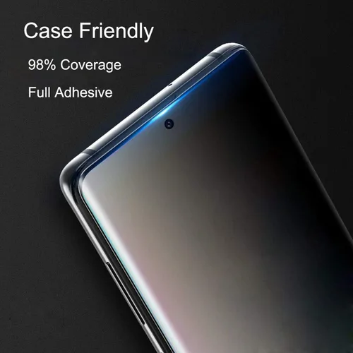 Vista 3 de Protector de pantalla de privacidad para Galaxy S21 Ultra, compatible con sensor de huellas dactilares, película suave adhesiva completa, 2 vías