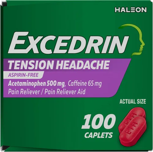 Vista 8 de Excedrin Cápsulas para Alivio del Dolor de Cabeza por Tensión, Acetaminofén 500mg, Cafeína 65mg, Analgésico, Sin Aspirina, 100