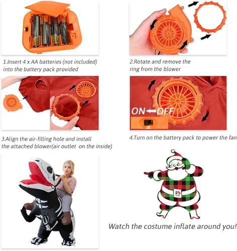 Vista 6 de Luxanna Disfraz inflable para adultos, Navidad, Halloween, fiesta, cosplay, traje de hombre y mujer, disfraz divertido de cuerpo completo