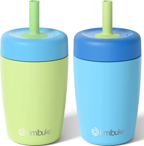 Vista 18 de Fimibuke Vasos para niños y niños pequeños, a prueba de derrames, 12 onzas, con aislamiento Capybara, vaso de paja para niños pequeños, botella
