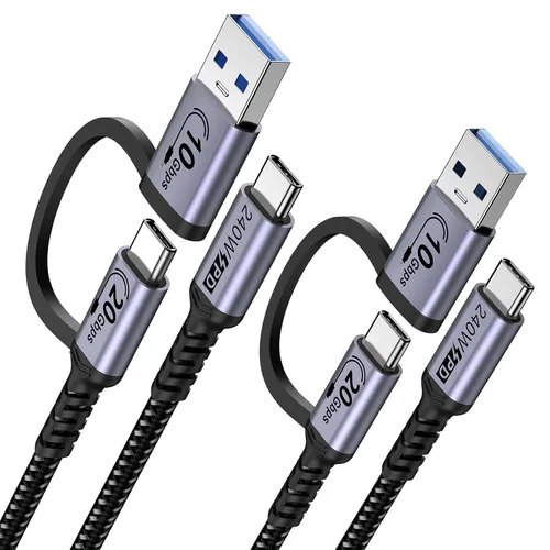 Vista 13 de Cable USB C 2 en 1 Android Auto [1.5 pies, 2 paquetes], cable de Plateado