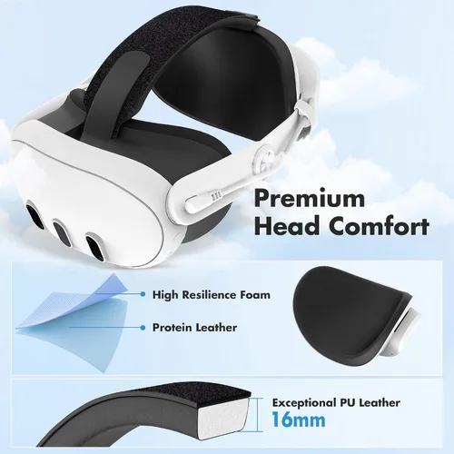 Vista 2 de Kuject Design Battery Head Strap for Quest 3, 6000mAh Comfort Elite Strap for Extend Playtime and Reduce Facial Stress, VR Accessories with
