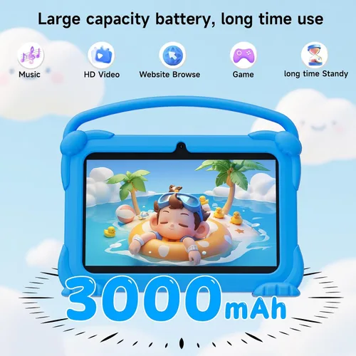Vista 3 de YQSAVIOR Tabletas para niños, Tablet Android 12 para niños, 4 GB RAM 32 GB ROM, Tablet para niños pequeños de 7 pulgadas con pantalla IPS, control