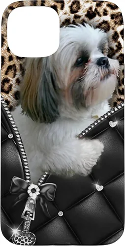 Vista 9 de Funda Shih Tzu con cremallera para iPhone 16 I Love Shih Tzu Dogs Leopard Hippie Leather