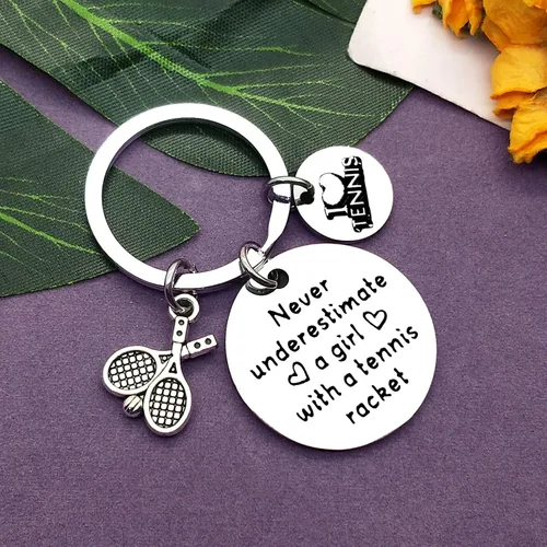 Vista 2 de Vadaka Regalo de joyería para amantes del tenis, llavero de regalo de tenis para niñas, adolescentes, tenis, niña, joyería de tenista, regalo