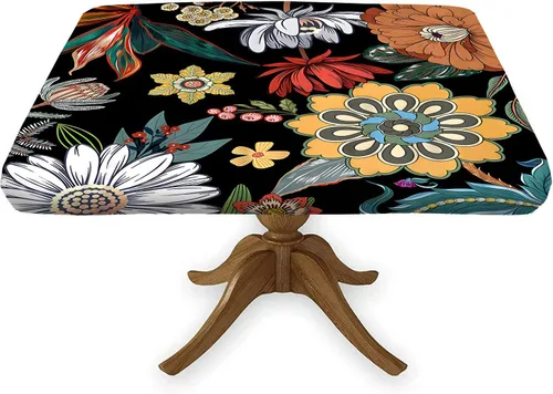Vista 25 de Mantel cuadrado ajustable con bandera americana, 4 de julio, Día de la Independencia, manteles de madera con borde elástico, resistente a
