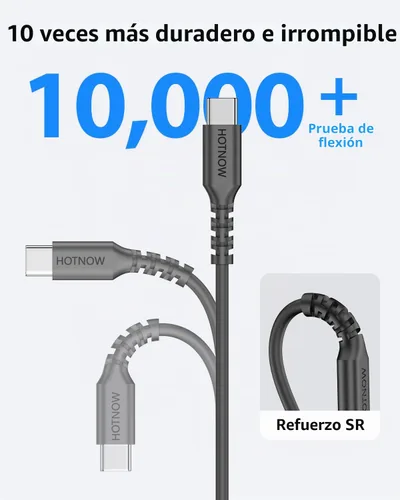 Vista 5 de Cable USB C a USB C de 0.5 pies, 5 unidades, cables cortos de carga rápida Negro