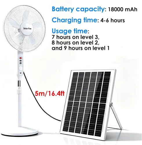 Vista 4 de Ventilador de pie oscilante solar de 16 pulgadas, ventilador