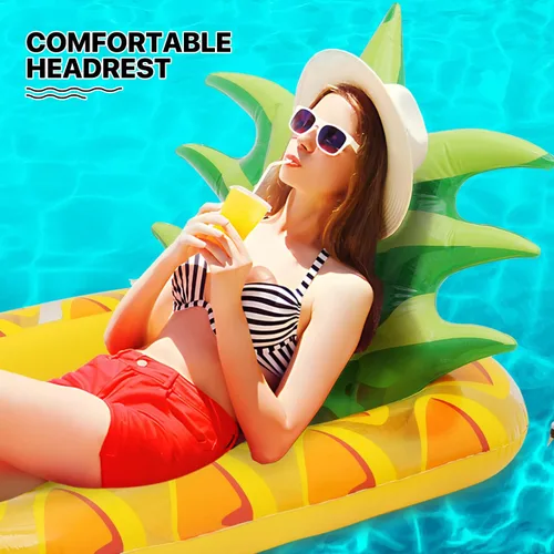 Vista 3 de MoNiBloom Flotadores inflables 2 en 1 para piscina para adultos, flotadores gigantes de piscina con portavasos desmontable, tumbona de agua