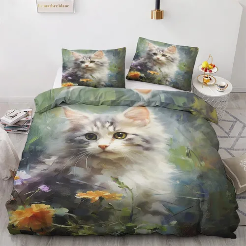 Vista 8 de Funda de edredón de águila calva tamaño individual Juego de ropa de cama de pájaros animales 2 piezas Funda de edredón