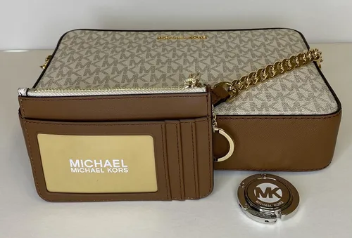 Vista 4 de Michael Kors Bolso cruzado Jet Set para mujer Signature Mk Vanilla