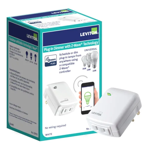 Vista 9 de Leviton Decora Smart Dimmer Z-Wave Serie 800, ZW6HD-1RW, Blanco