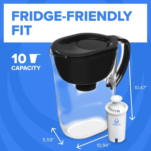 Vista 7 de Jarra de filtro de agua Brita grande para agua del grifo y potable con indicador de cambio SmartLight, incluye 1 filtro estándar, libre de BPA, dura
