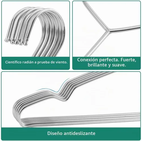 Vista 5 de Perchas de metal resistentes para armario de acero inoxidable de 16.5 pulgadas, paquete de 40