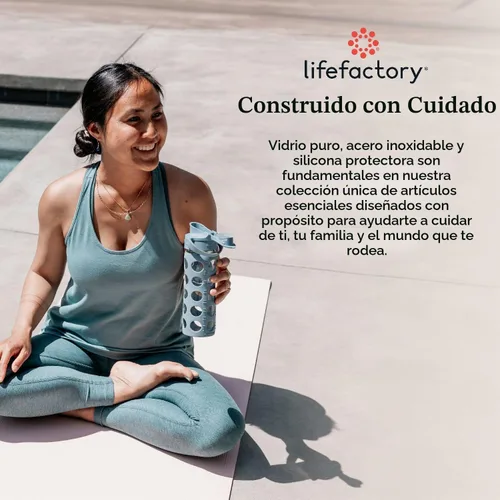 Vista 8 de Lifefactory Botella de agua de vidrio de 16oz con tapa activa, melón Cantaloupe