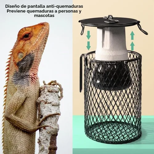 Vista 5 de Lámpara de calor para pájaros, protector protector de calentador de reptiles, cubierta de pantalla de jaula de malla para varias mascotas, incluidos