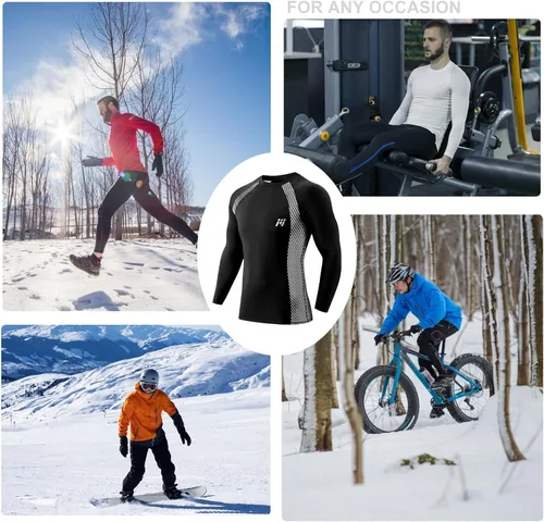 Vista 41 de MEETWEE Paquete de 4/5 camisas de compresión térmica para hombre, manga larga, forro polar, capa base, equipo de entrenamiento de invierno