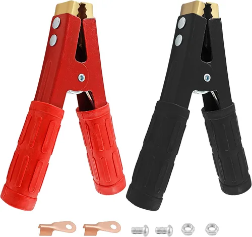 Vista 8 de 10 Piezas Pinzas de Cocodrilo Aisladas de 50A, Abrazaderas Eléctricas de Cocodrilo para Trabajo Pesado, Cable de Repuesto de Batería, Clips