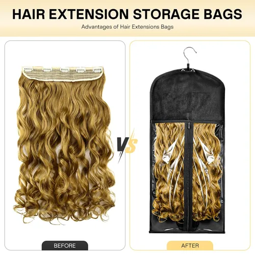 Vista 8 de VARIPOWDER - 10 bolsas de almacenamiento para pelucas con colgador de peluca para múltiples pelucas Dust-Proof Wigs Bag for Wigs & Accessories