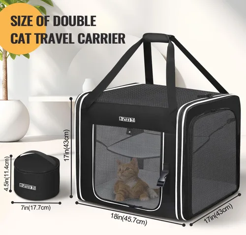 Vista 2 de Petskd Transportador de mascotas combinable para gatos grandes o perros medianos, transportador grande de 18 x 17 x 17 pulgadas para viajes