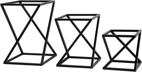 Vista 7 de MyGift Estantes para pizza, juego de 3 elevadores de alimentos para mesa de buffet, giratorios, geométricos, mate, de metal, apilables